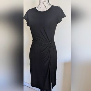 Ultra Flirt Black Knotted Front T-Shirt Sheath Dress Size Small